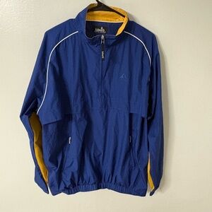 Ashworth Pullover Mens 1/4 Zip NavyBlue and yellow Windbreaker XL